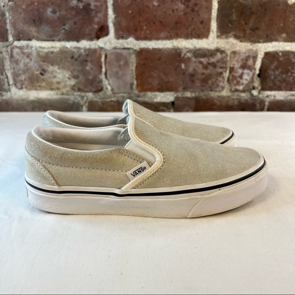 Vans Cream Slip-On Sneakers